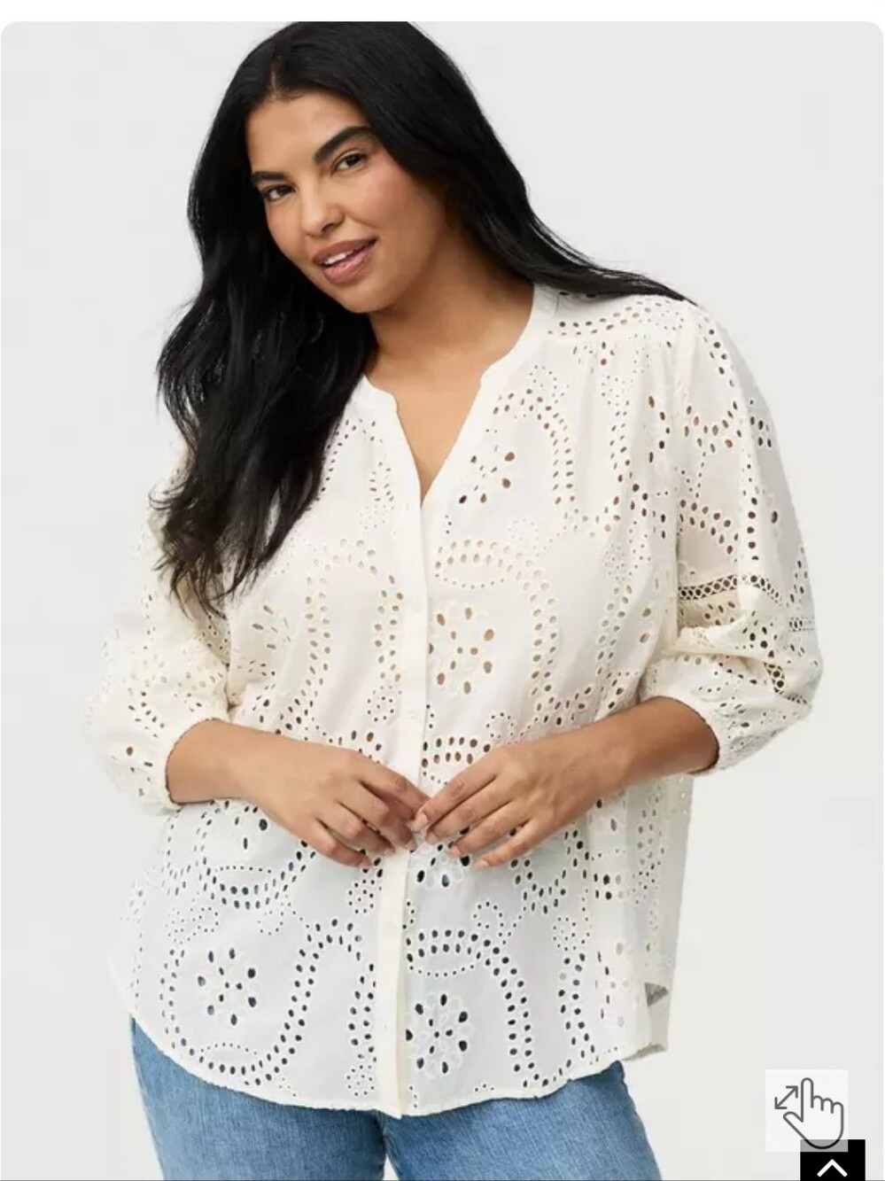 Torrid Cotton Eyelet Button-Down Top Sz 1
